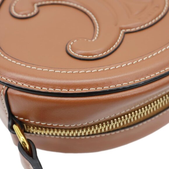 Celine Triomphe Oval Calfskin Cuir Shoulder Bag Tan - Picture 6 of 12